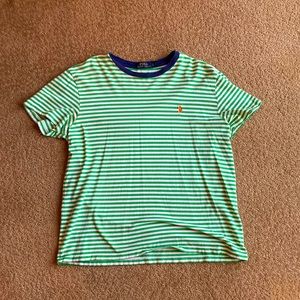 Light green and White horizontal stripped Polo by Ralph Lauren